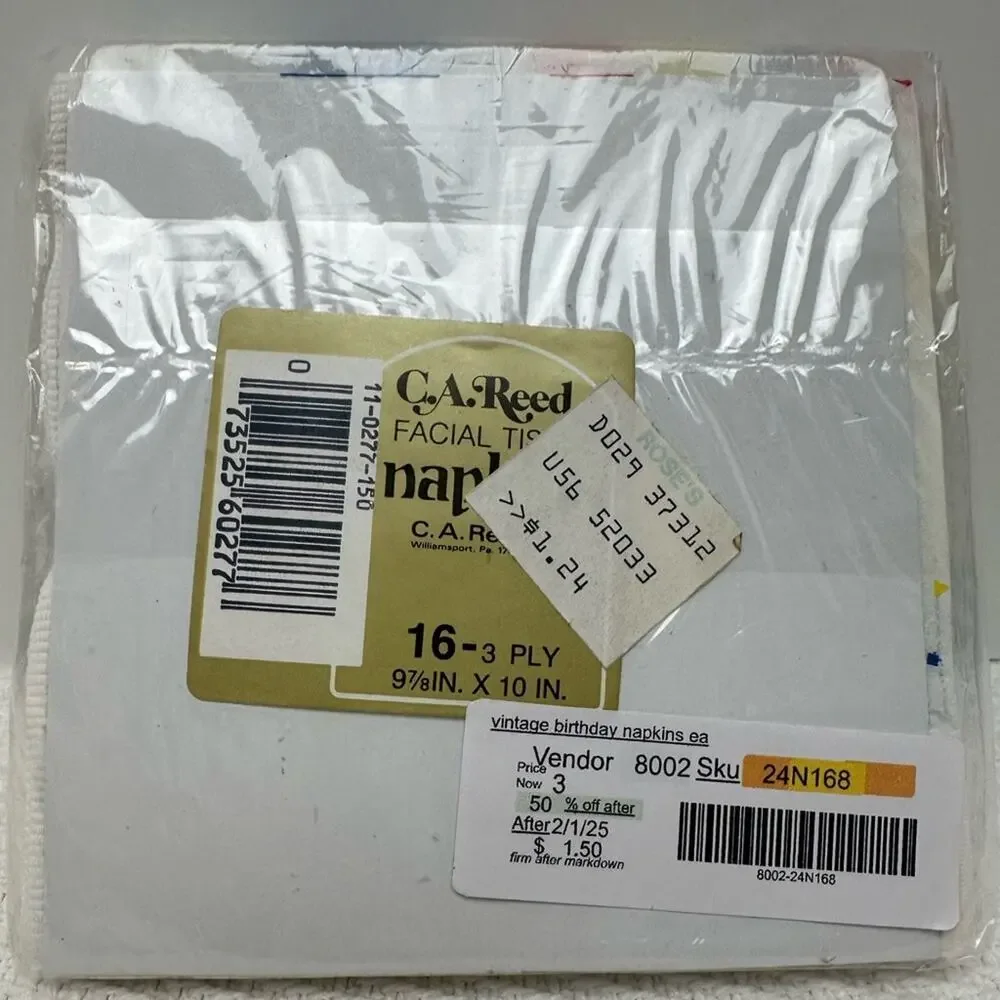 Vintage 1986 C.A.Reed Clown Theme Party Napkins 16 Count Factory Sealed